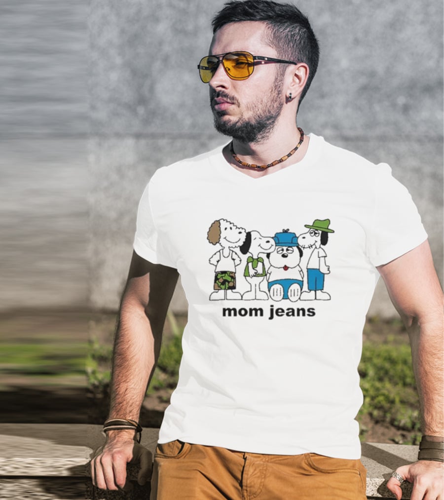Mom Jeans Band Cartoon Characters In Colorful Outfits T-Shirt