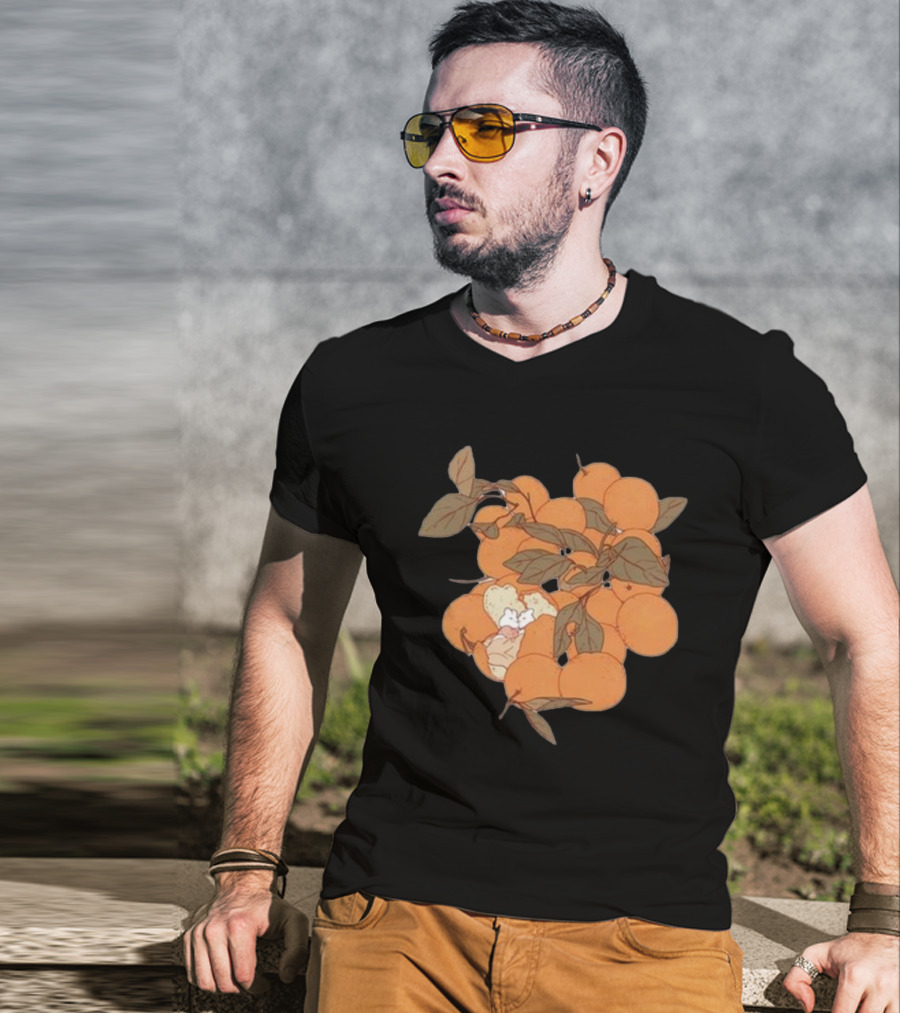 Sweet Citrus Delicate Orange Fruits With Leaves T-Shirt