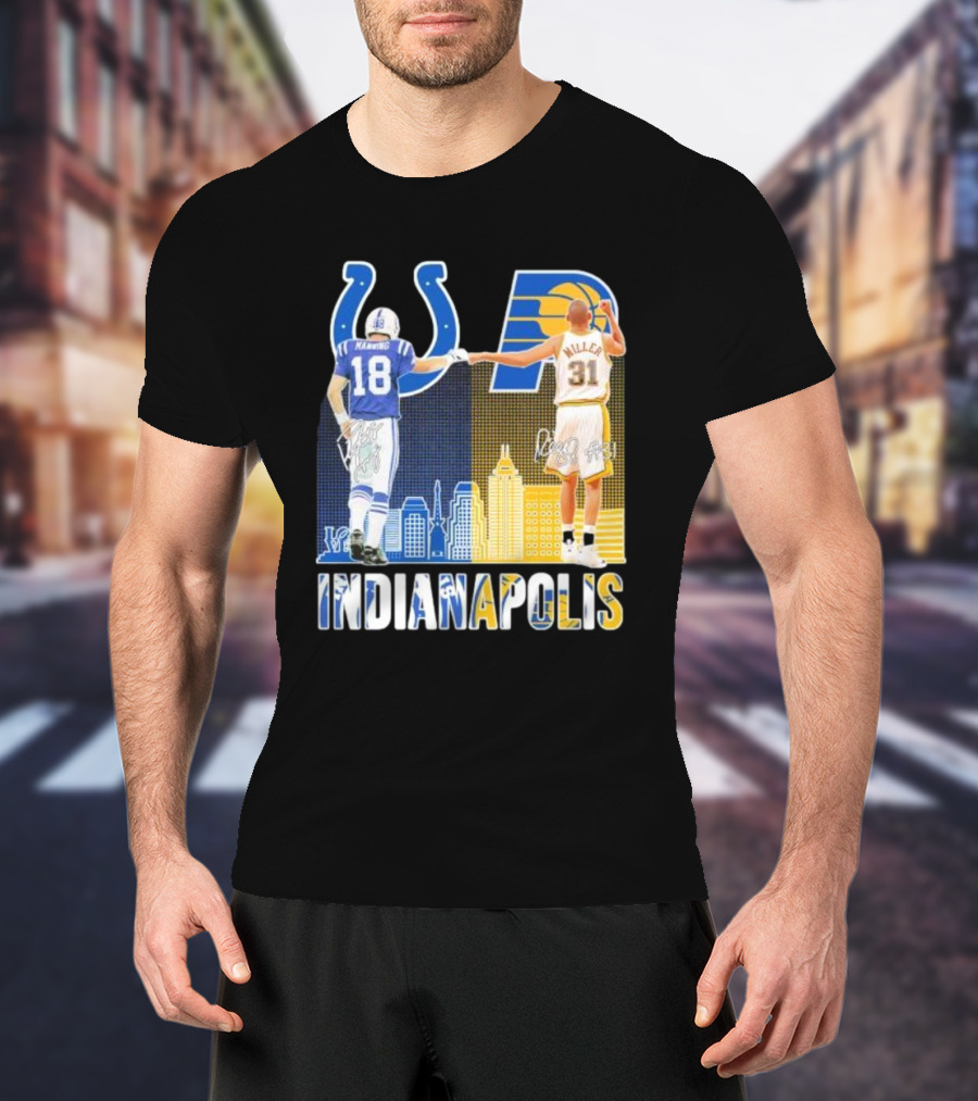 Manning Miller Indianapolis Colts Pacers Signatures Legends T-Shirt
