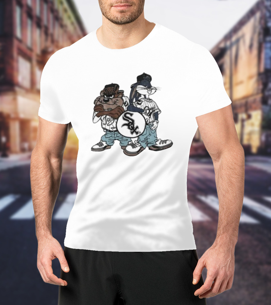 Chicago White Sox Looney Tunes Taz And Bugs Bunny Baseball Characters T-Shirt