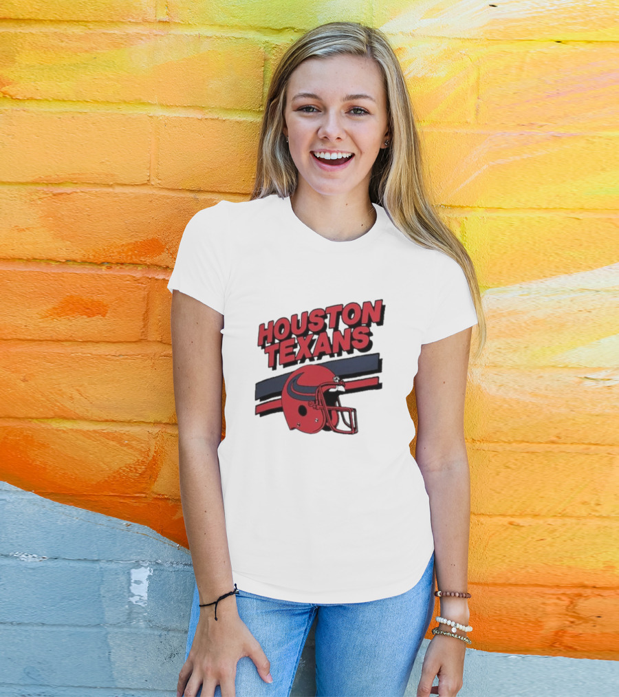 Houston Texans Vintage Helmet Stripes Retro Homage T-Shirt