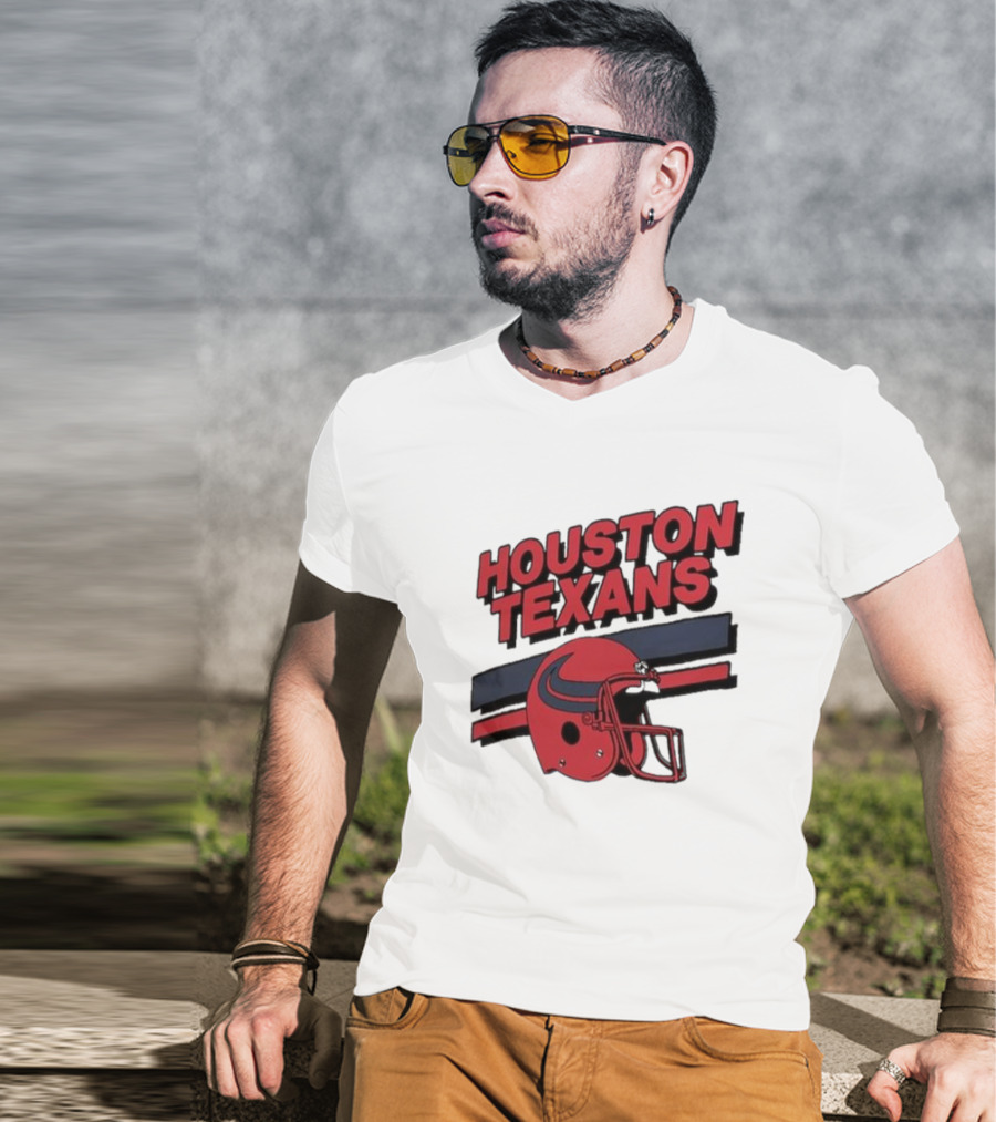 Houston Texans Vintage Helmet Stripes Retro Homage T-Shirt