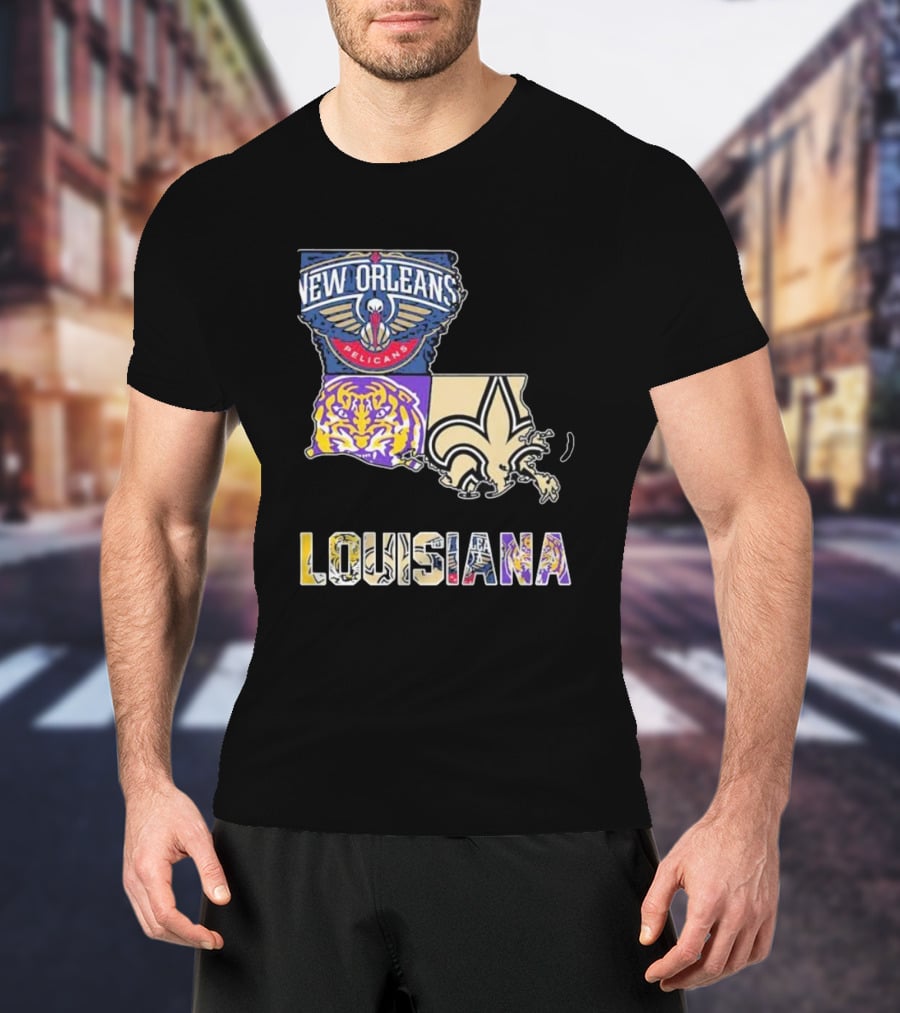 New Orleans Pelicans LSU Tigers New Orleans Saints Louisiana Pride T-Shirt
