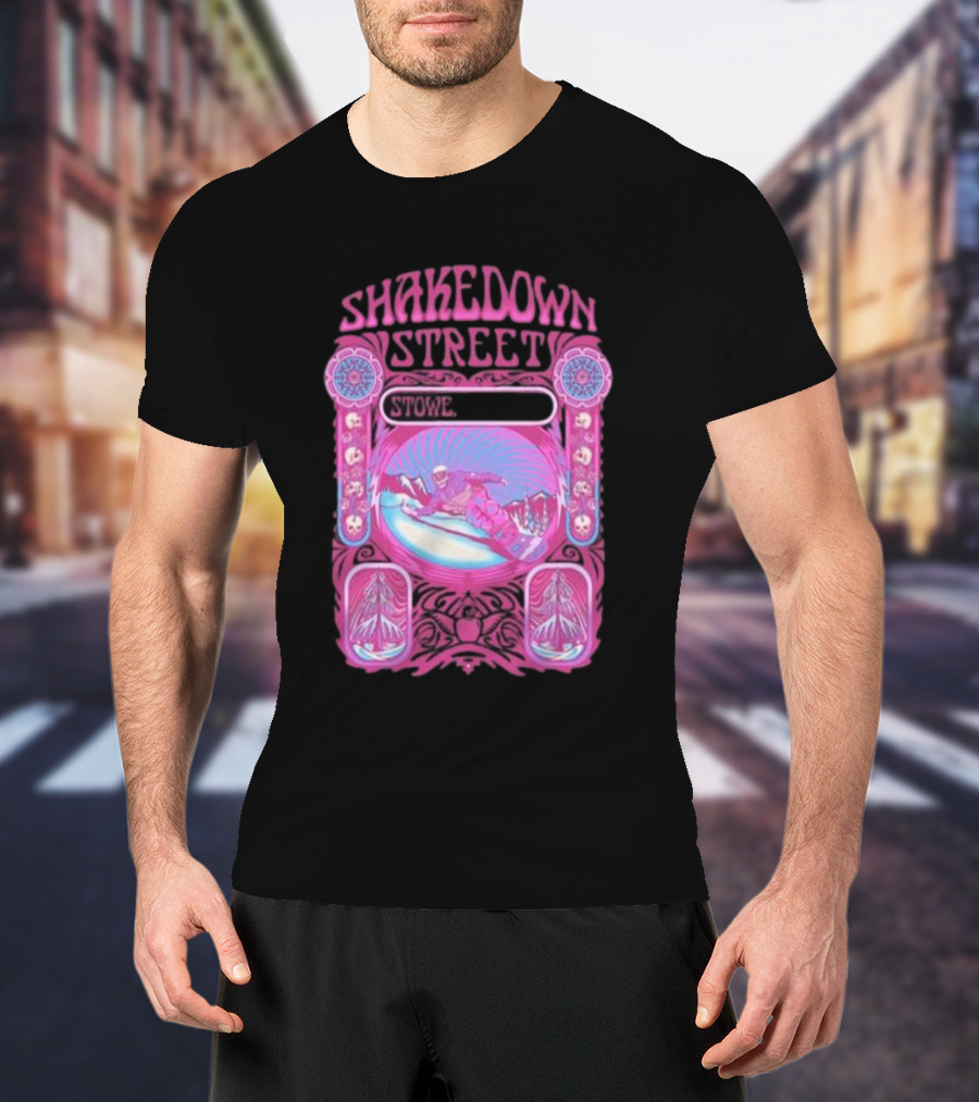 Shakedown Street Stowe Vermont Psychedelic Snowboarder Retro T-Shirt
