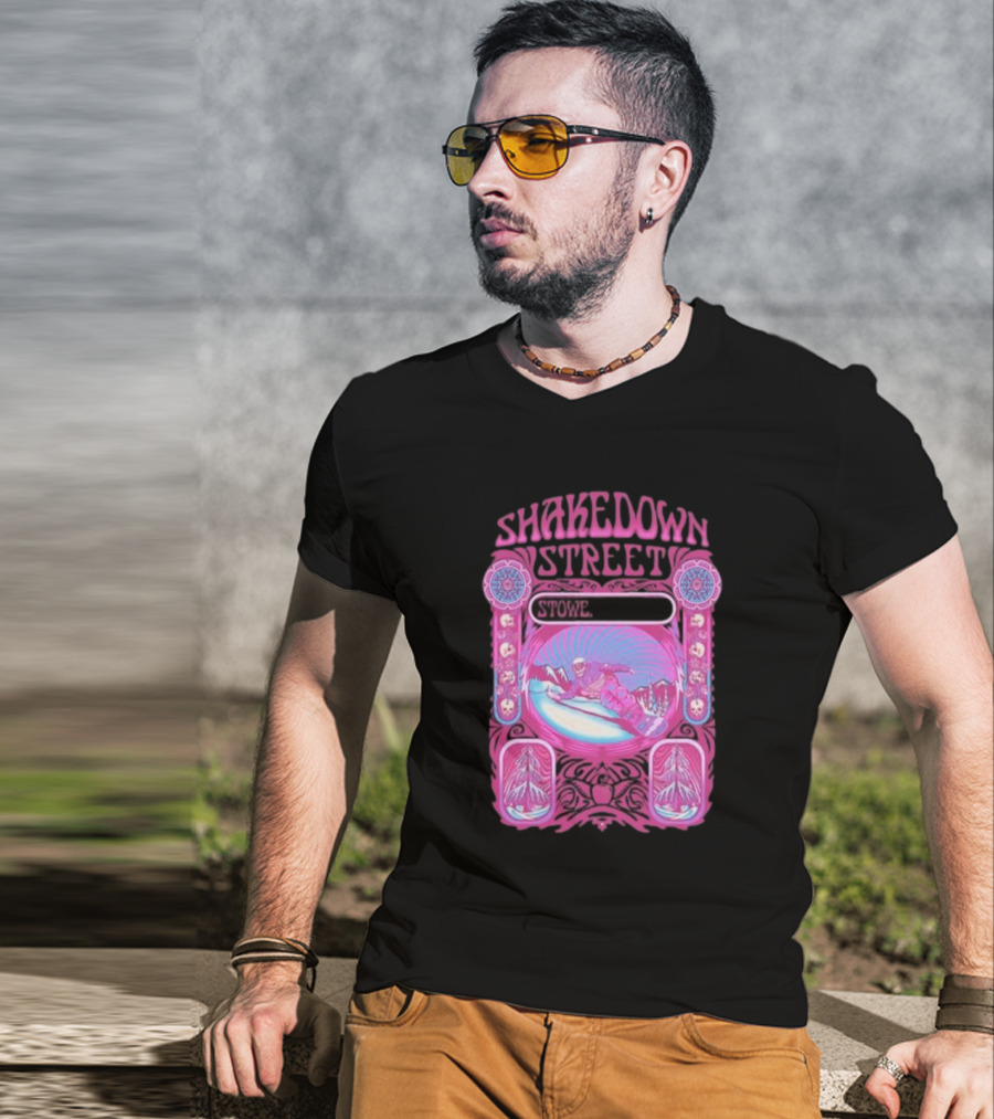 Shakedown Street Stowe Vermont Psychedelic Snowboarder Retro T-Shirt