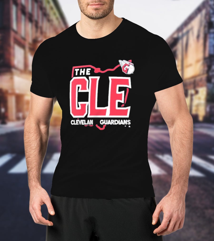 Cleveland Guardians The CLE 216 Map Logo Winged Baseball Emblem T-Shirt