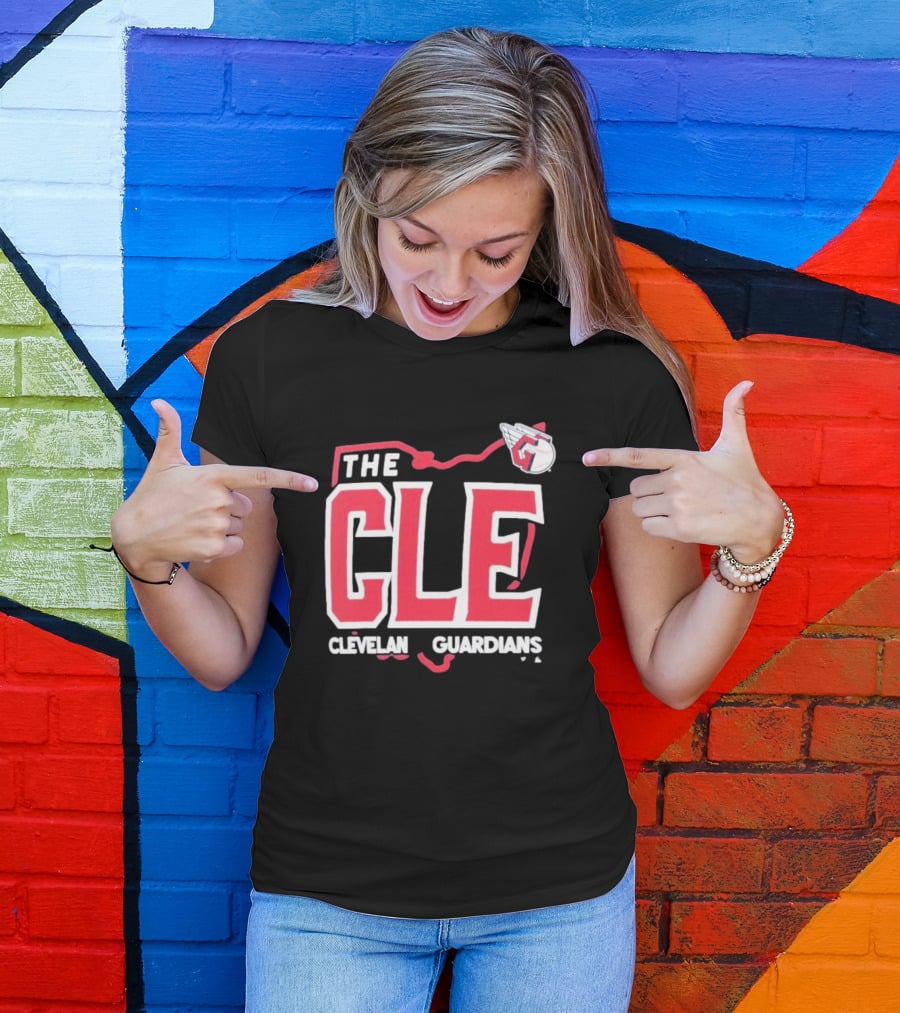 Cleveland Guardians The CLE 216 Map Logo Winged Baseball Emblem T-Shirt