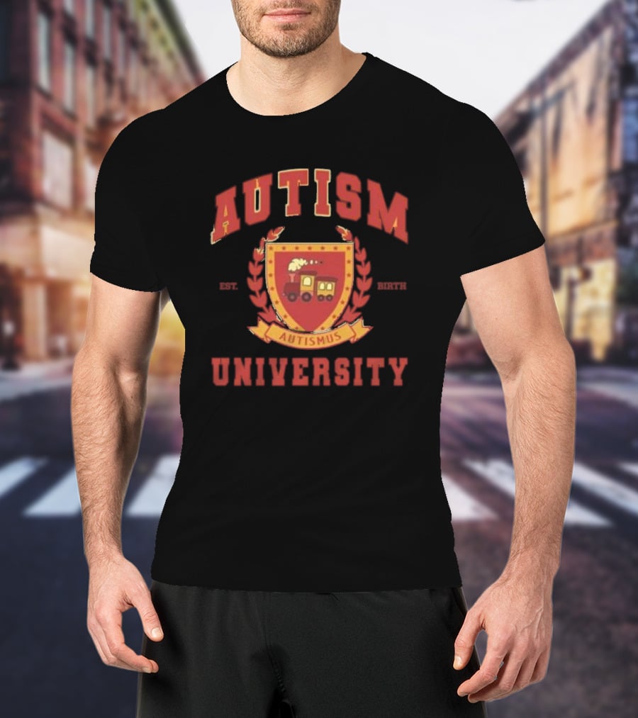 Autism University Est Birth Autismus Crest Train Emblem T-Shirt