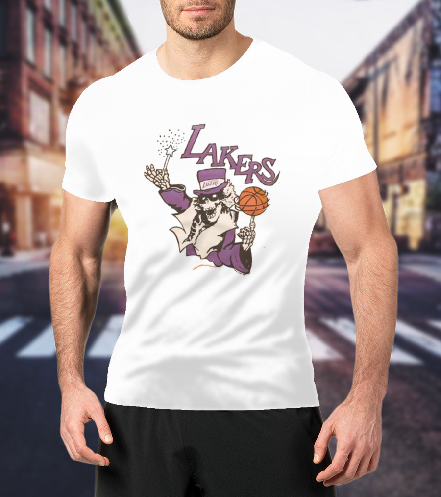NBA Grateful Dead Lakers Skeleton Basketball T-Shirt