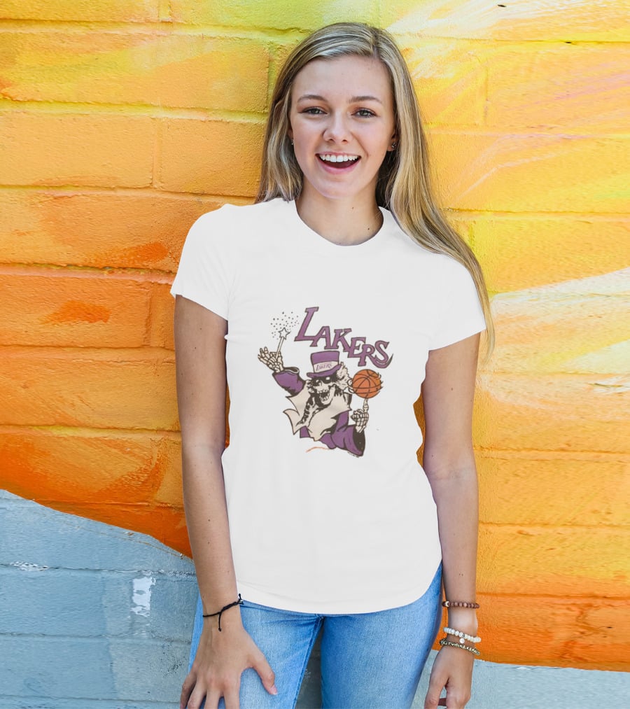 NBA Grateful Dead Lakers Skeleton Basketball T-Shirt