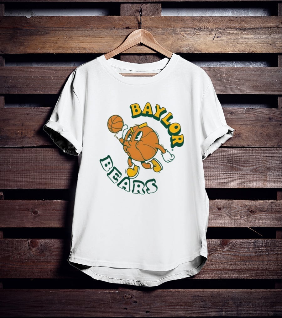 Baylor Bears Basketball Vintage Cartoon Logo Youth Green T-Shirt