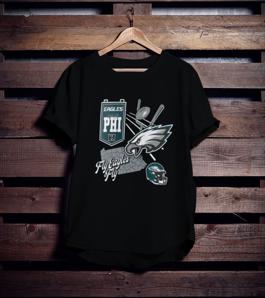 Eagles Fly Eagles Fly PHI Let's Go Football Helmet T-Shirt