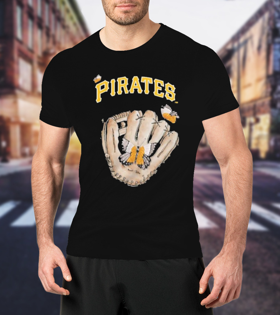 Pittsburgh Pirates Toddler Butterfly Baseball Glove Tiny Turnip T-Shirt