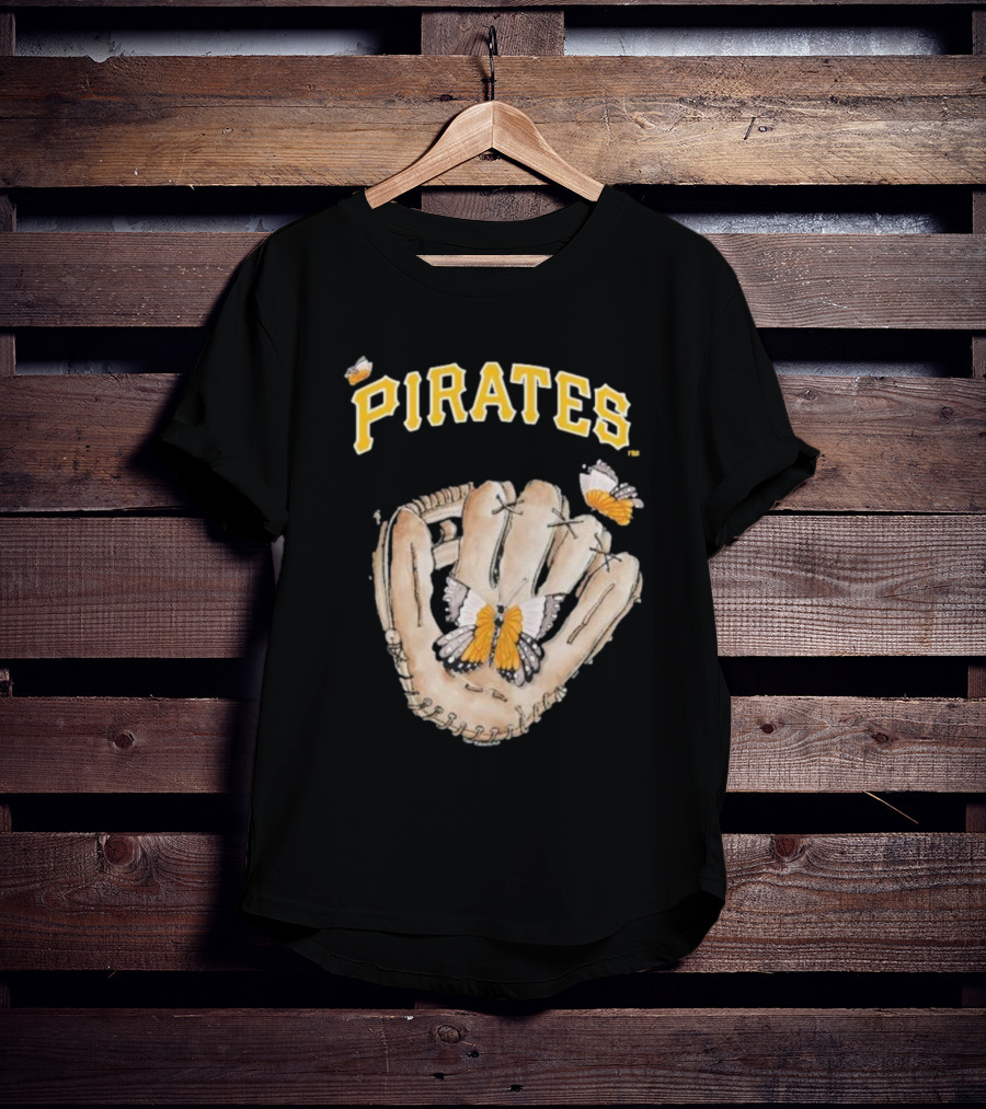 Pittsburgh Pirates Toddler Butterfly Baseball Glove Tiny Turnip T-Shirt