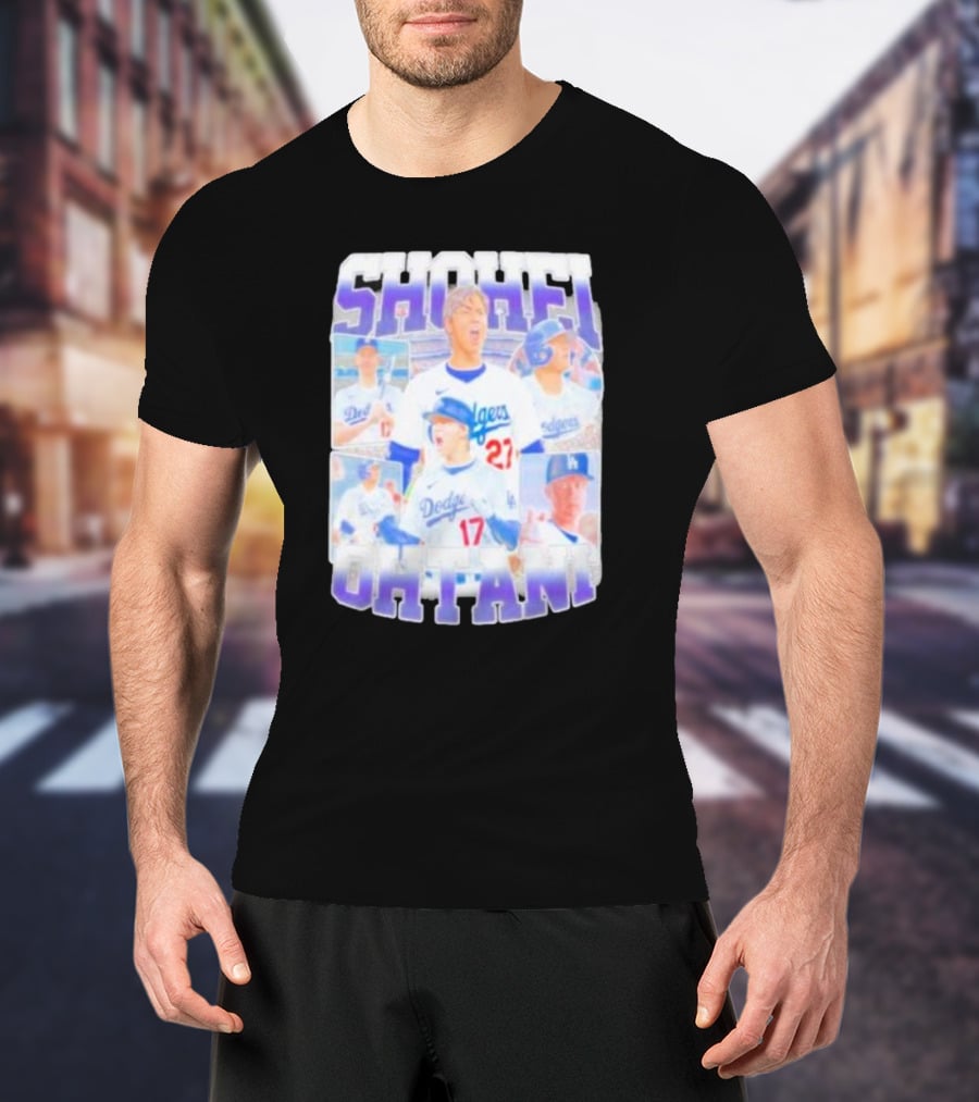 Shohei Ohtani Dodgers Baseball Star Collage T-Shirt