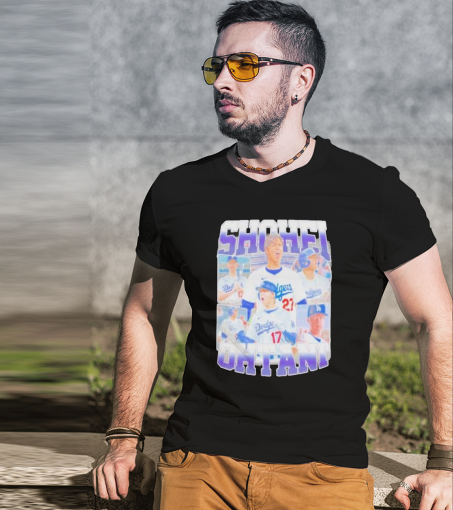 Shohei Ohtani Dodgers Baseball Star Collage T-Shirt