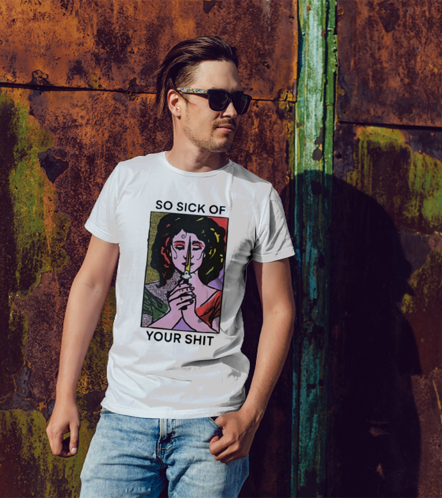 So Sick Of Your Shit Woman Holding Knife Colorful Pop T-Shirt