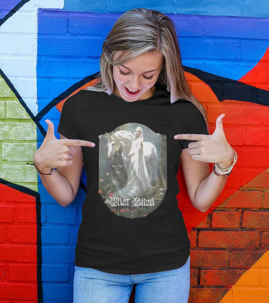 That Bitch Medieval Fantasy Unicorn Ethereal Woman In Forest T-Shirt