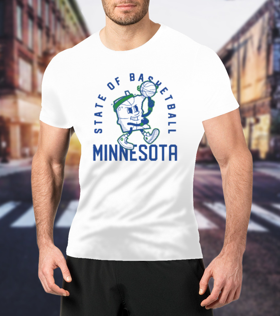 Minnesota State Of Basketball Retro Cartoon T-Shirt