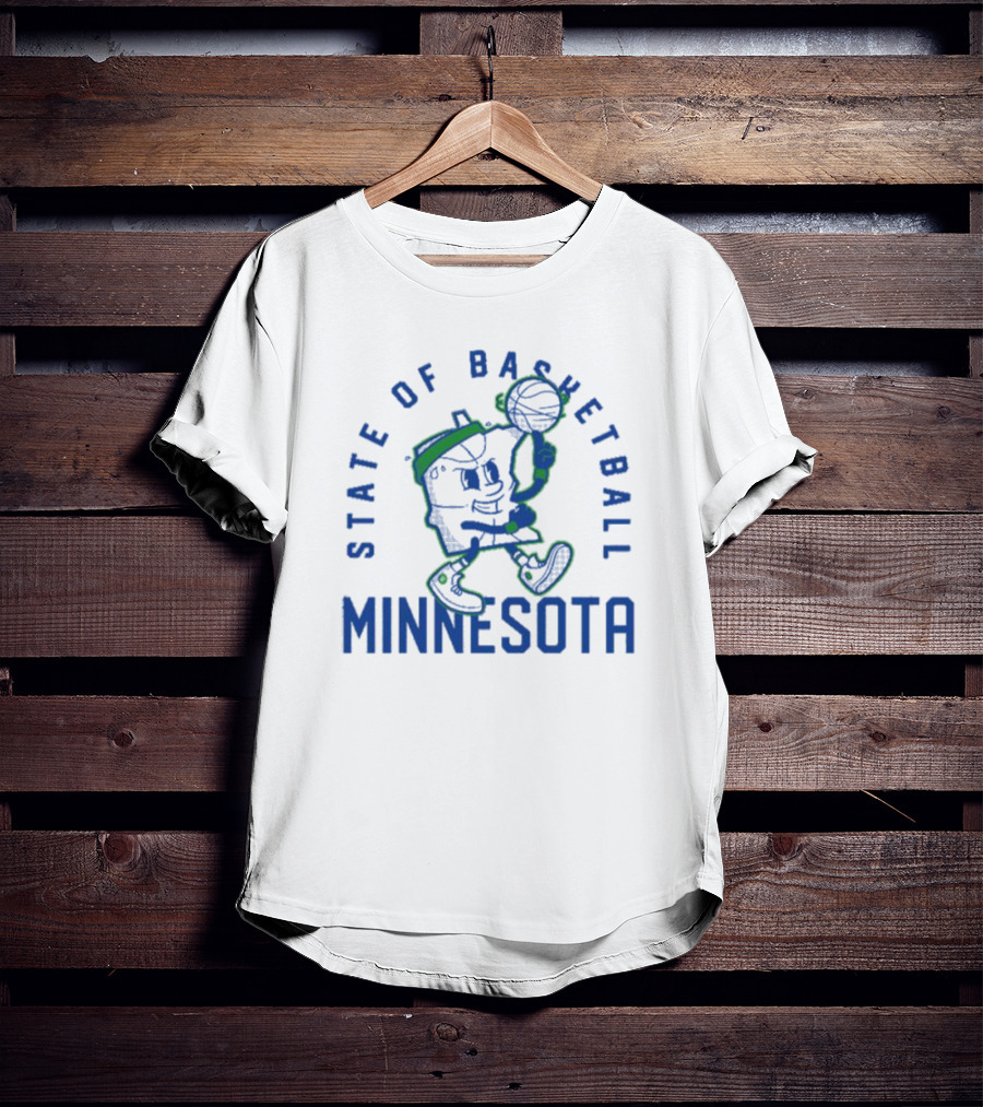 Minnesota State Of Basketball Retro Cartoon T-Shirt