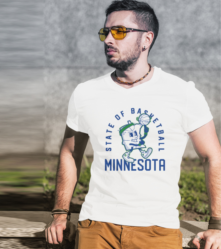 Minnesota State Of Basketball Retro Cartoon T-Shirt