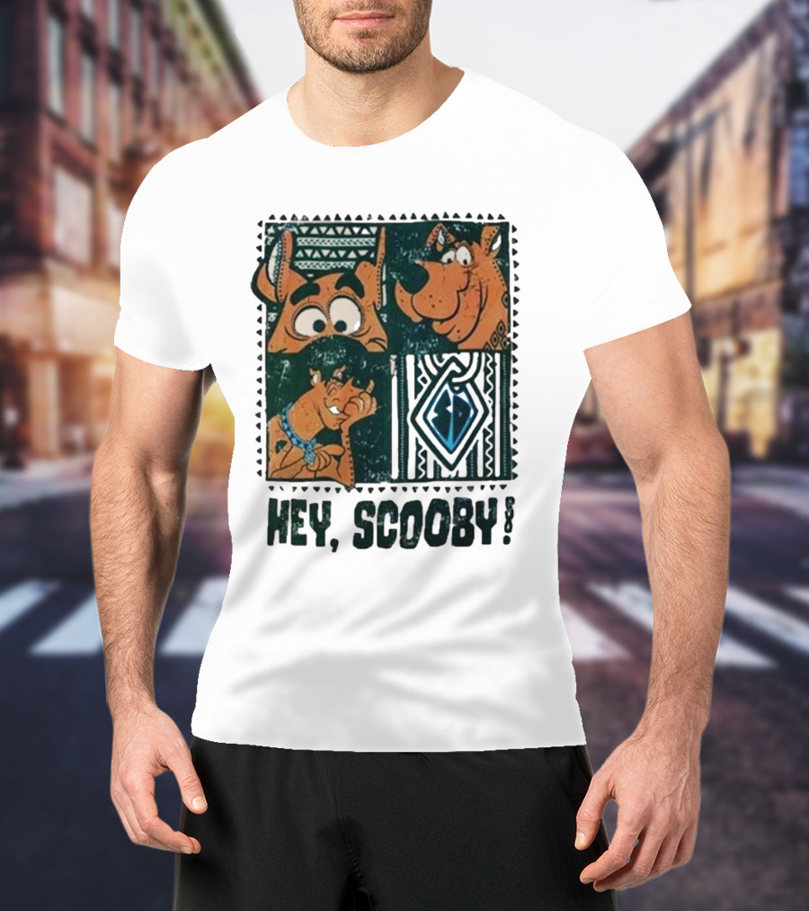 Scooby Doo Hey Scooby With Geometric Patterns And Scooby-Doo Facials T-Shirt