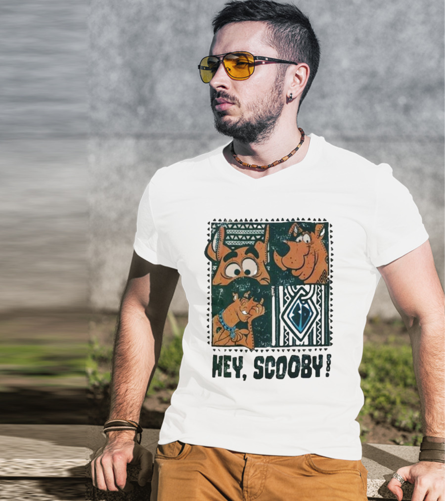 Scooby Doo Hey Scooby With Geometric Patterns And Scooby-Doo Facials T-Shirt