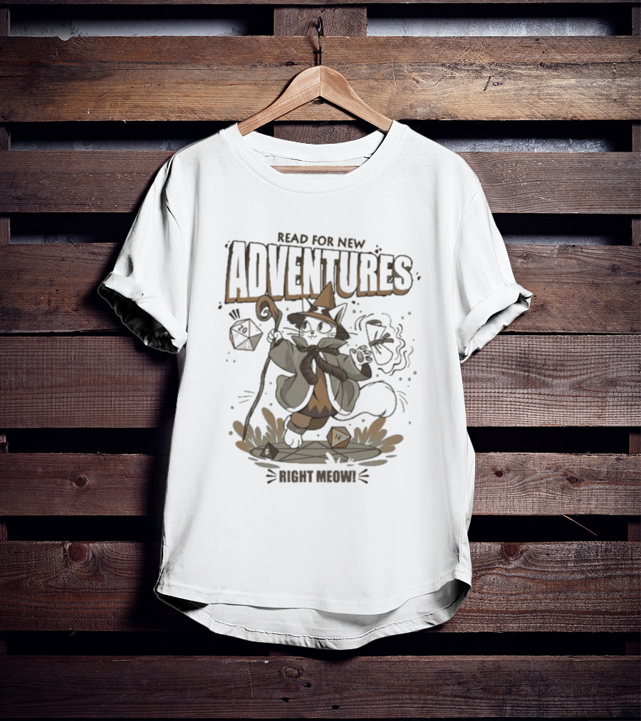 Ready For New Adventures Right Meow Wizard Cat T-Shirt