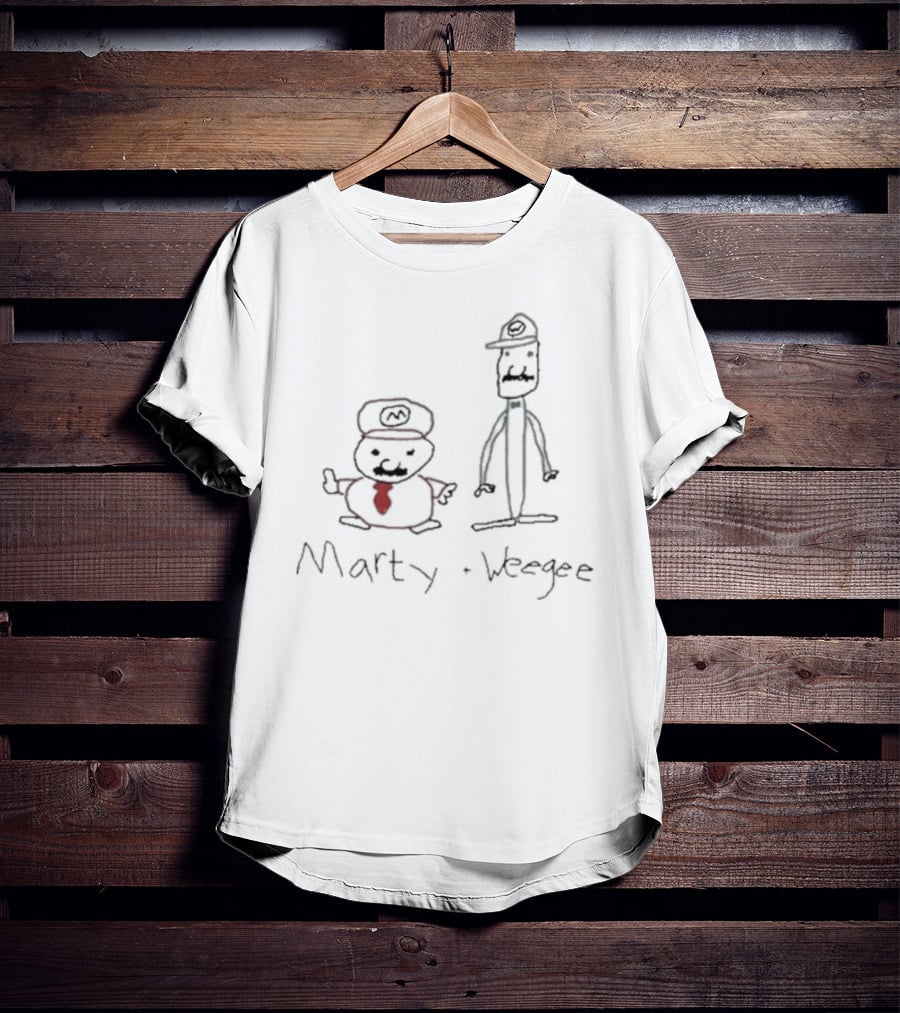 Marty And Weegee Parody Characters With Hats And Mustaches T-Shirt