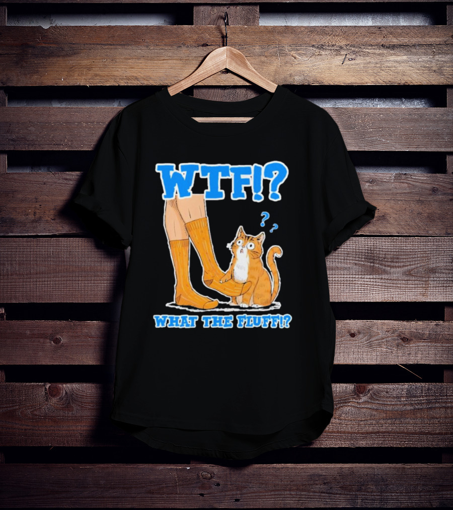 WTF What The Fluff Funny Cat Meme Confused Cat With Socks T-Shirt