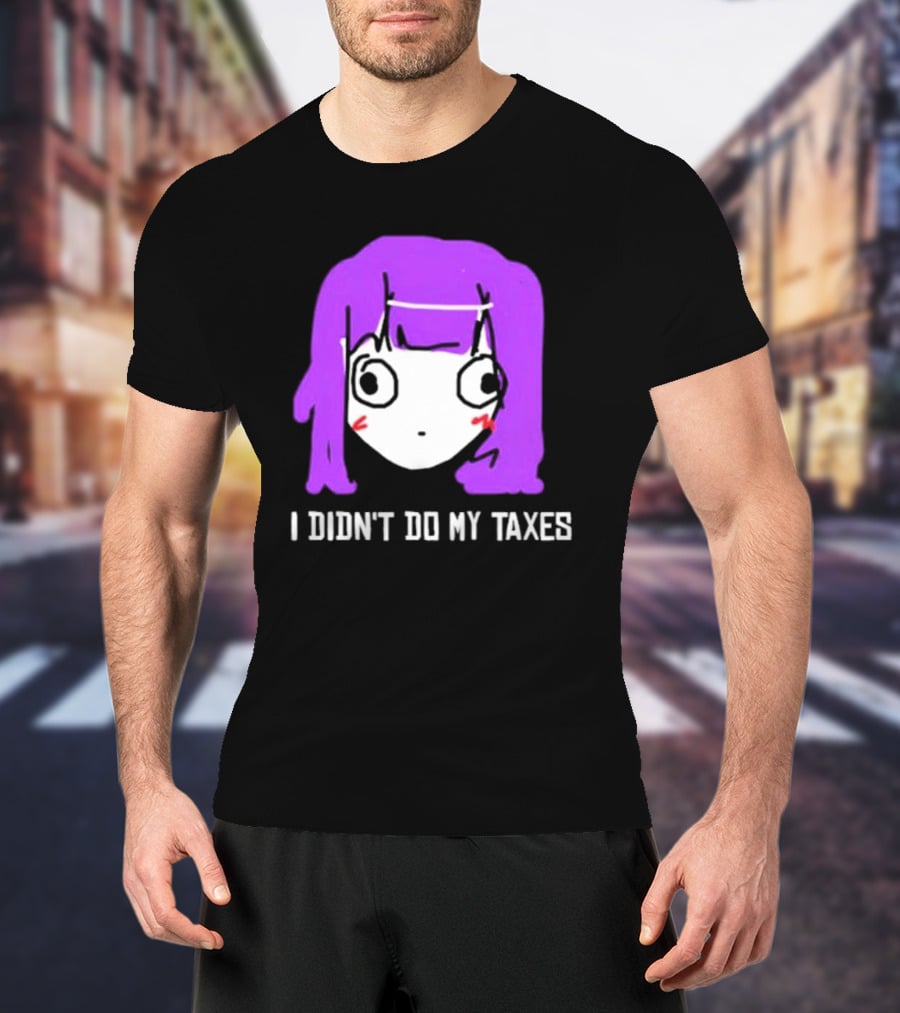 Jusagi Chan I Didn’t Do My Taxes Anime Style Purple Hair Sketch T-Shirt