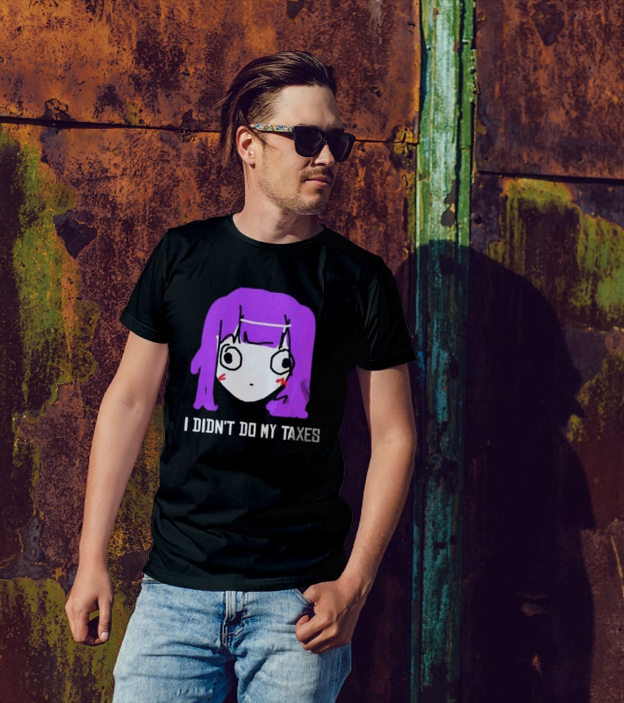 Jusagi Chan I Didn’t Do My Taxes Anime Style Purple Hair Sketch T-Shirt