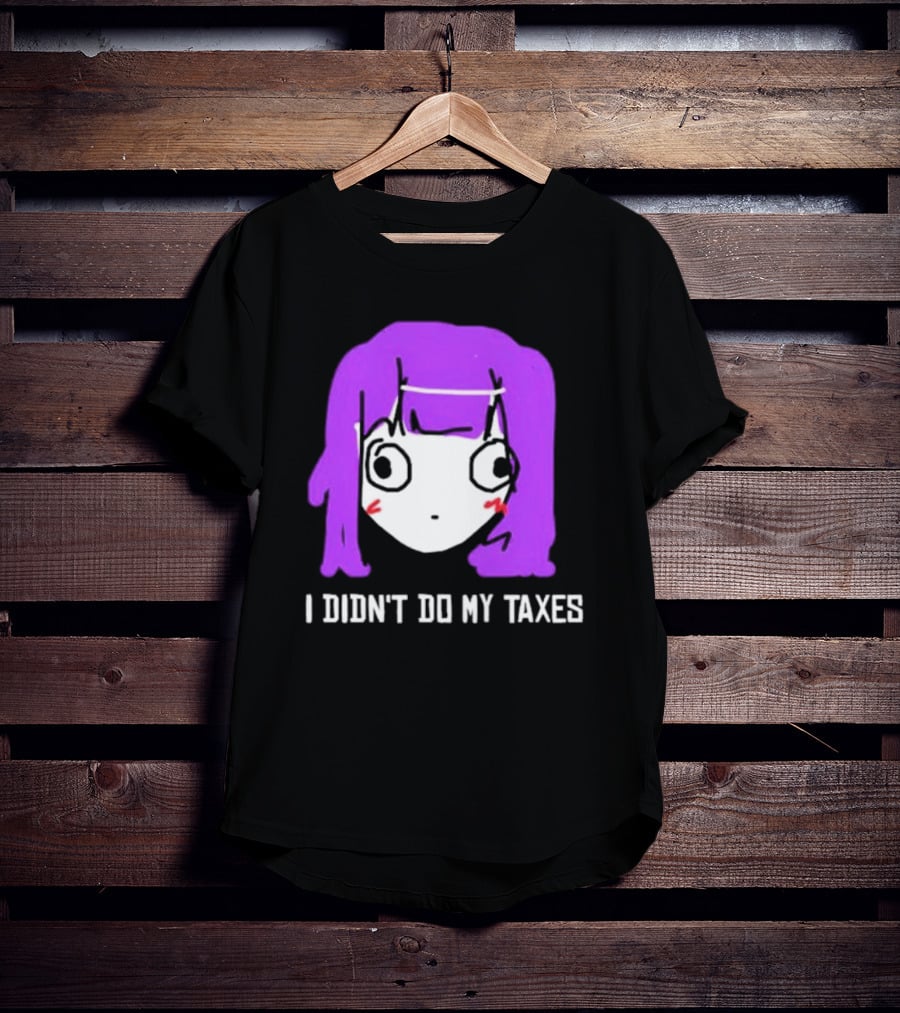 Jusagi Chan I Didn’t Do My Taxes Anime Style Purple Hair Sketch T-Shirt