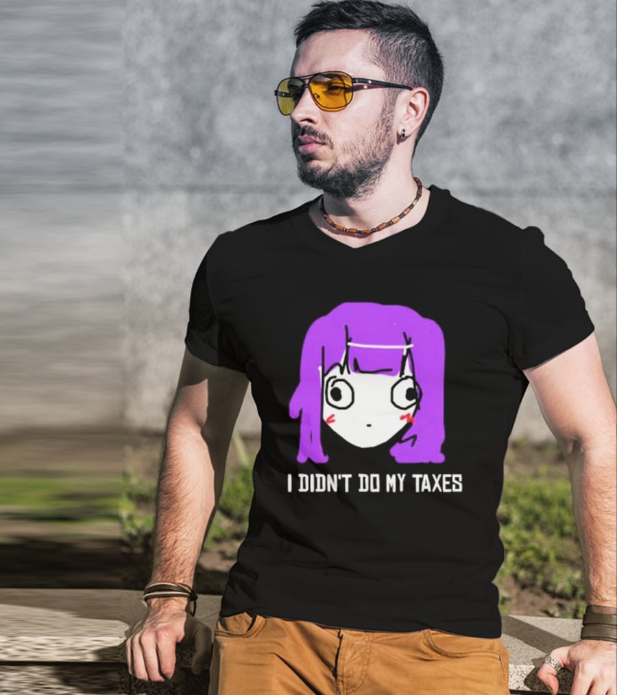 Jusagi Chan I Didn’t Do My Taxes Anime Style Purple Hair Sketch T-Shirt