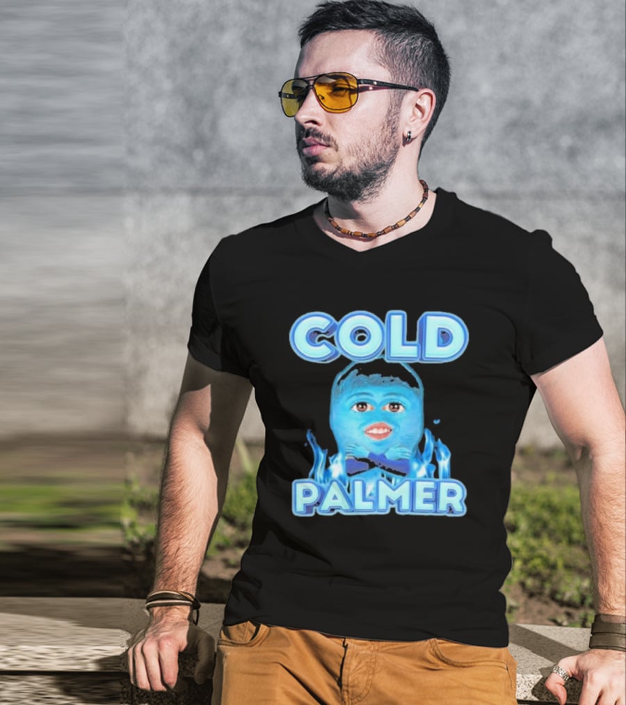 Cold Palmer Frozen Face With Blue Flames T-Shirt