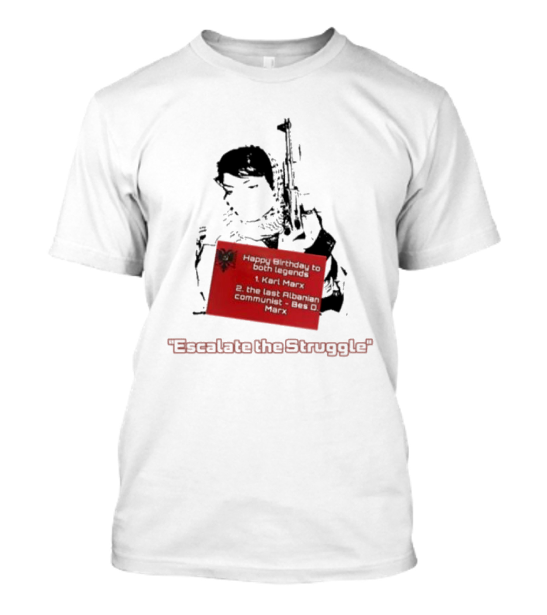 Happy Birthday To Both Legends: 1. Karl Marx 2. The Last Albanian Communist Beq O. Mark Escalate The Struggle T-Shirt