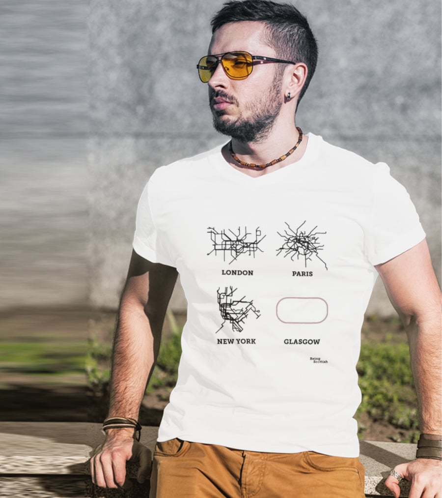 London Paris New York Subway Maps Glasgow Being Scottish T-Shirt