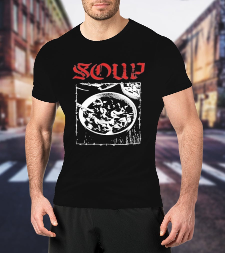Soup Bowl With Red Hardcore Typography T-Shirt