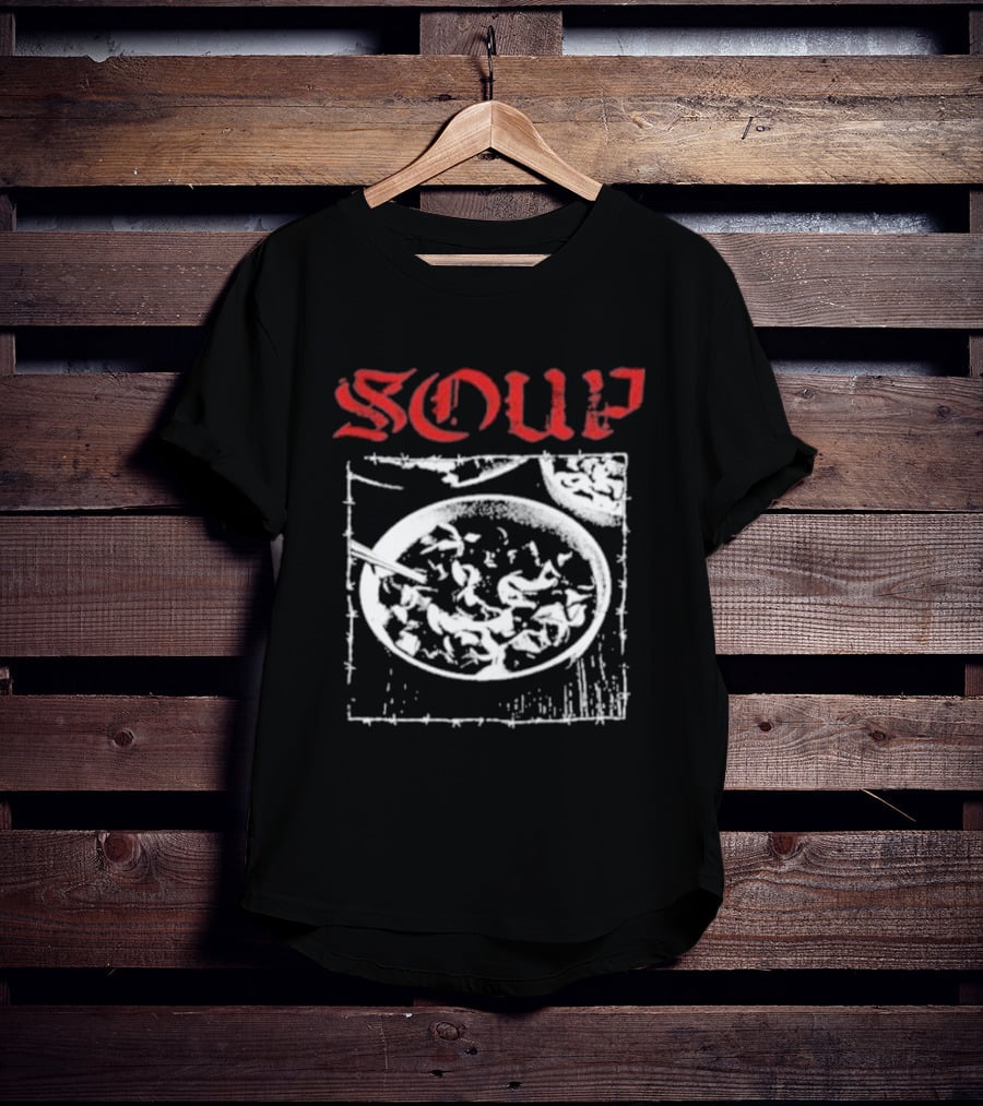 Soup Bowl With Red Hardcore Typography T-Shirt