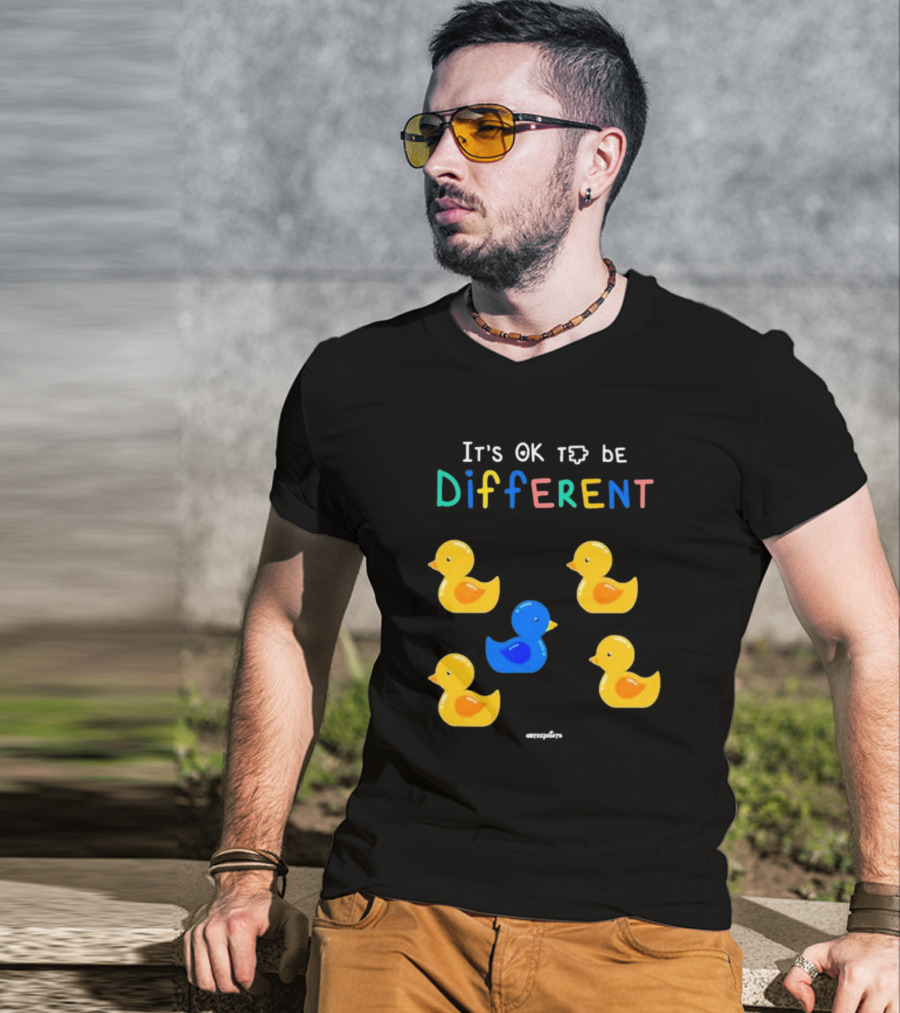 It's OK To Be Different Cute Yellow And Blue Ducklings T-Shirt