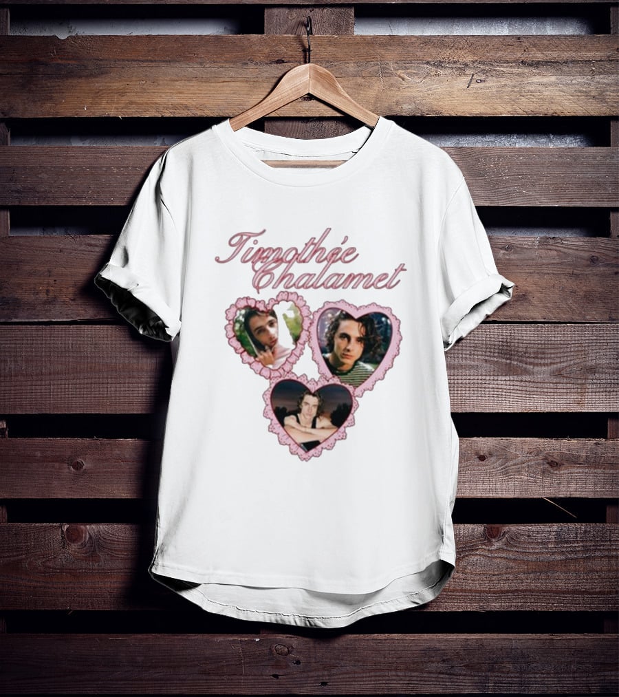 Timothée Chalamet Pink Heart Collage T-Shirt