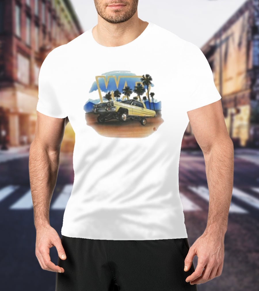 War Low Rider Airbrush Palm Trees Classic Car Lifted T-Shirt
