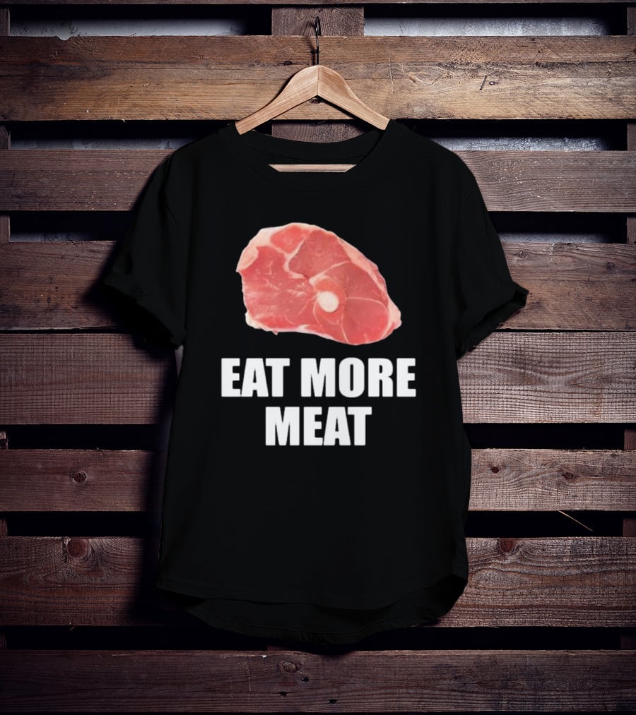 Oscar De La Hoya Wearing Eat More Meat Steak Slice T-Shirt