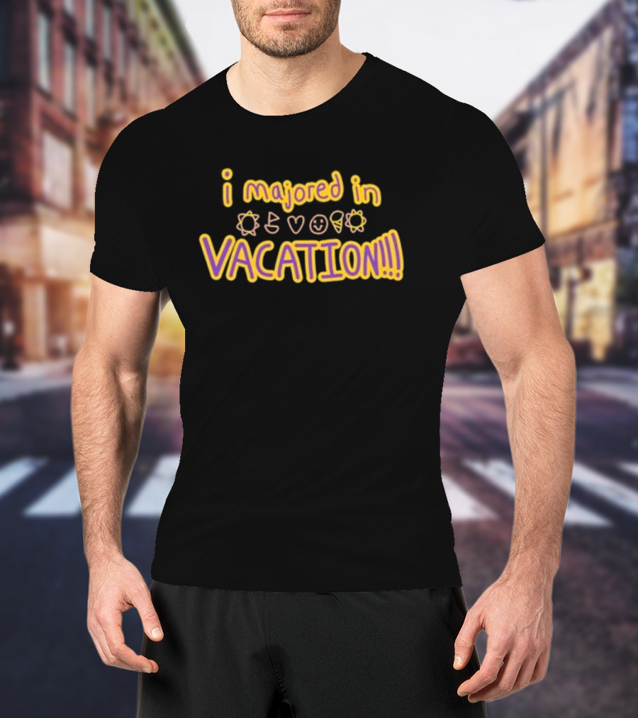 Wes10 Weston Koury I Majored In Vacation Icons Sun Heart Smiley Cone T-Shirt