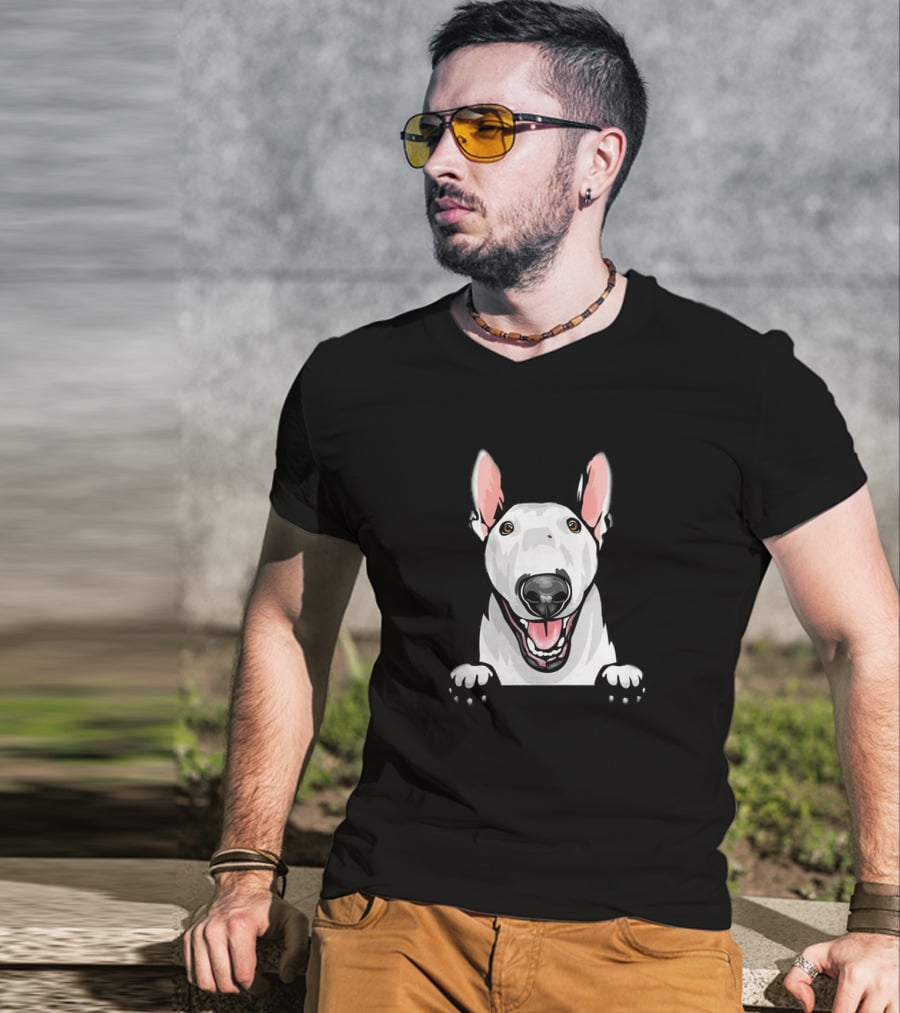 Animal Dog Bull Terrier Peeking With Ears And Nose T-Shirt