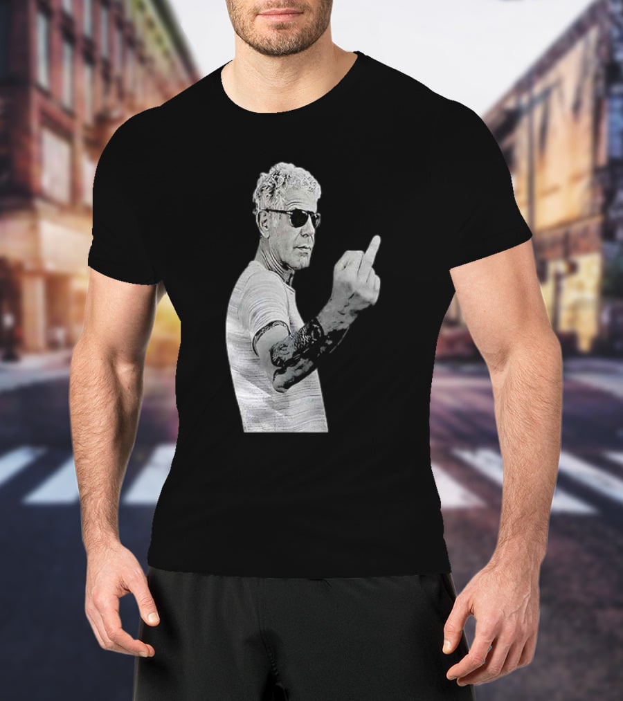 Anthony Bourdain Iconic Middle Finger Gesture T-Shirt