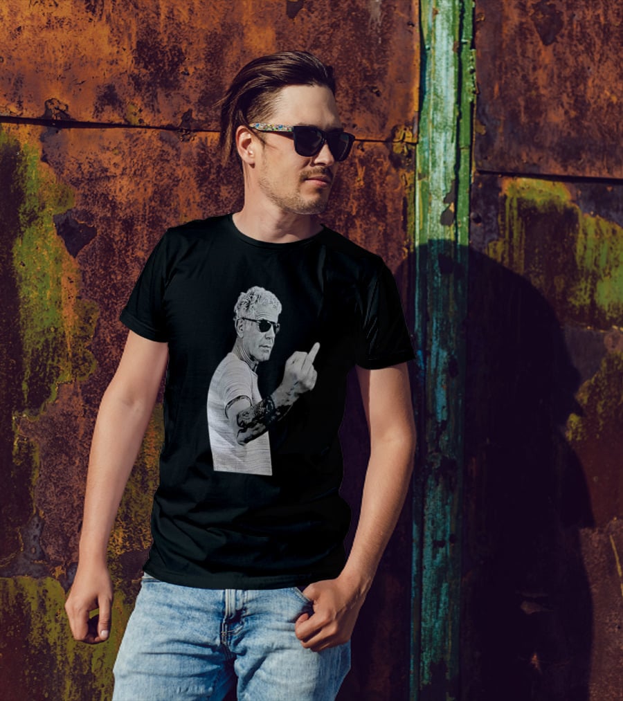 Anthony Bourdain Iconic Middle Finger Gesture T-Shirt