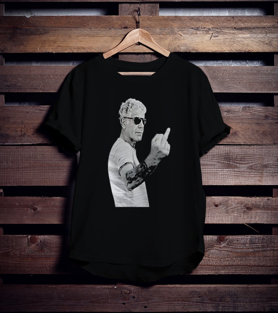 Anthony Bourdain Iconic Middle Finger Gesture T-Shirt