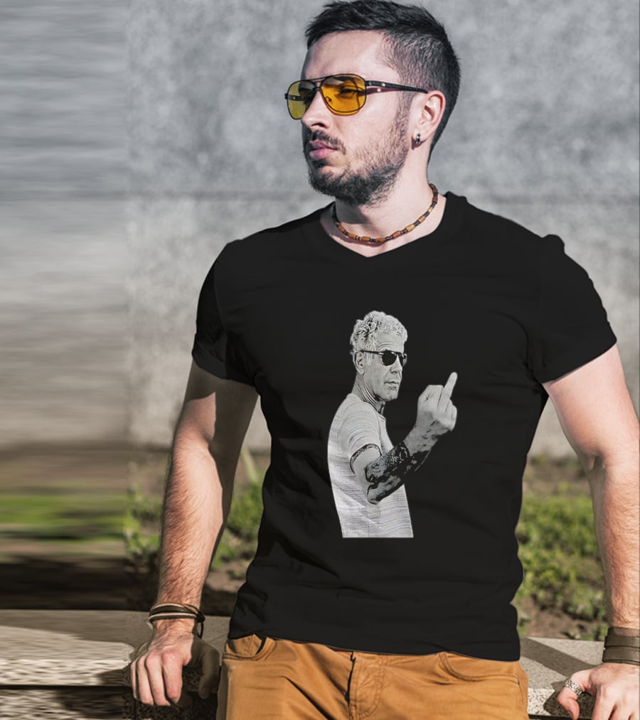 Anthony Bourdain Iconic Middle Finger Gesture T-Shirt