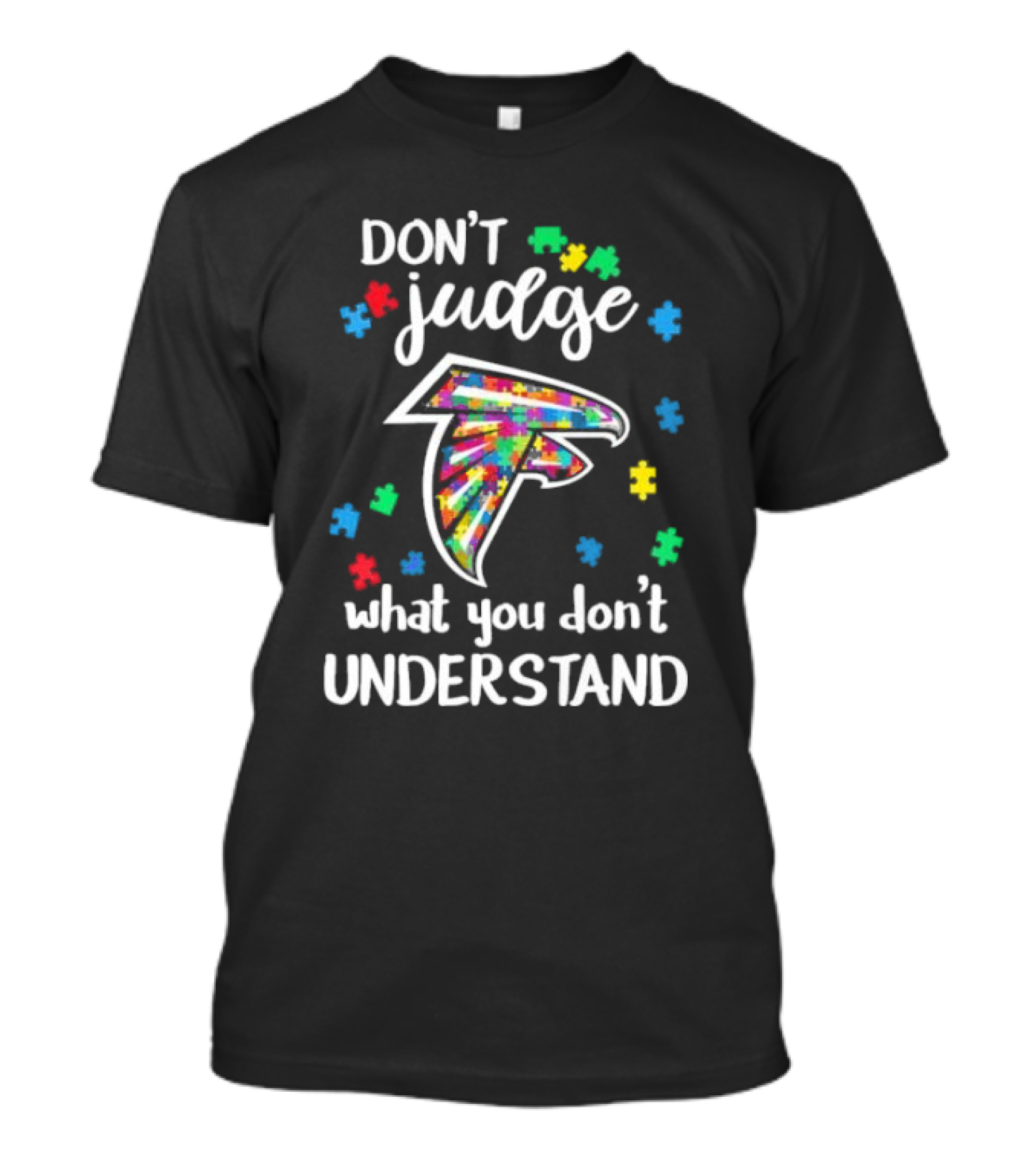 Atlanta Falcons Don't Judge What You Don't Understand Autism Puzzle Pieces T-Shirt